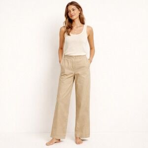 Talbots‎ Linen Blend Wide Leg Khaki Pants Sz 14